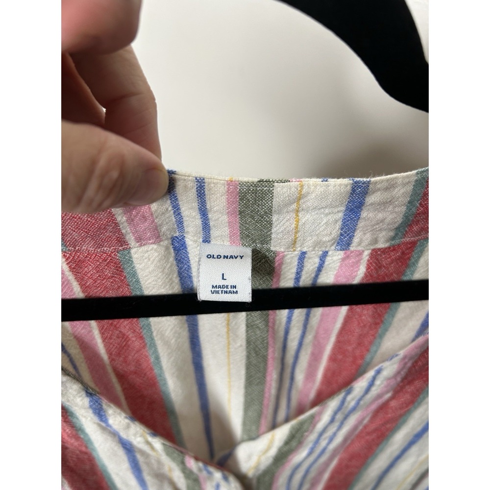 Old Navy Gauzy Shift Dress Full Button Sleeveless Linen Beachy Coastal Sz Large - Picture 10 of 10